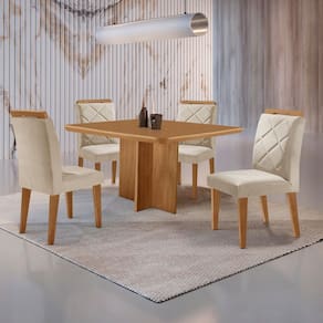 Mesa Olimpia 90 MDF canto copo e com 4 Cadeiras Melissa