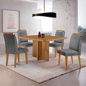 Mesa Olimpia 90 MDF canto copo e com 4 Cadeiras Athenas