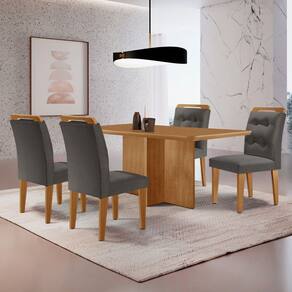 Mesa Olimpia 120 MDF canto copo e com 4 Cadeiras Carol