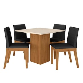 Mesa De Jantar Quadrada Com 4 Cadeiras Moscou Cinamomo/off/preto - M.a