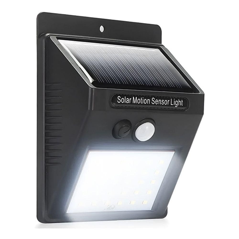 Luminária Solar De Parede 30 Leds De Luz Branca Lâmpada Com Sensor De Movimento Jardim E Quintal