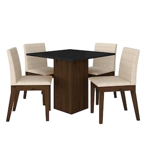 Mesa De Jantar Quadrada Com 4 Cadeiras Moscou Imbuia/preto/bege - M.a