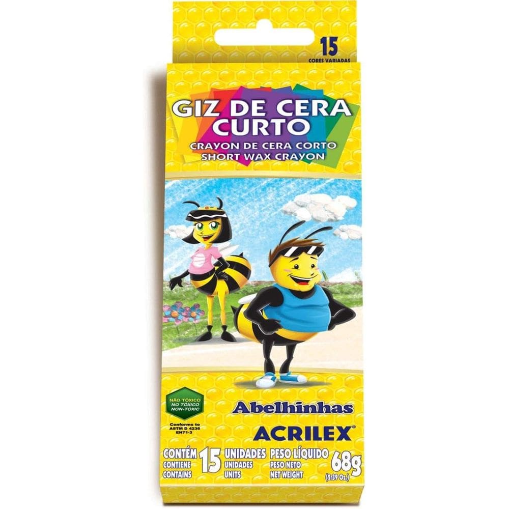 Giz De Cera Curto 15 Cores 68G 092150000 - Acrilex