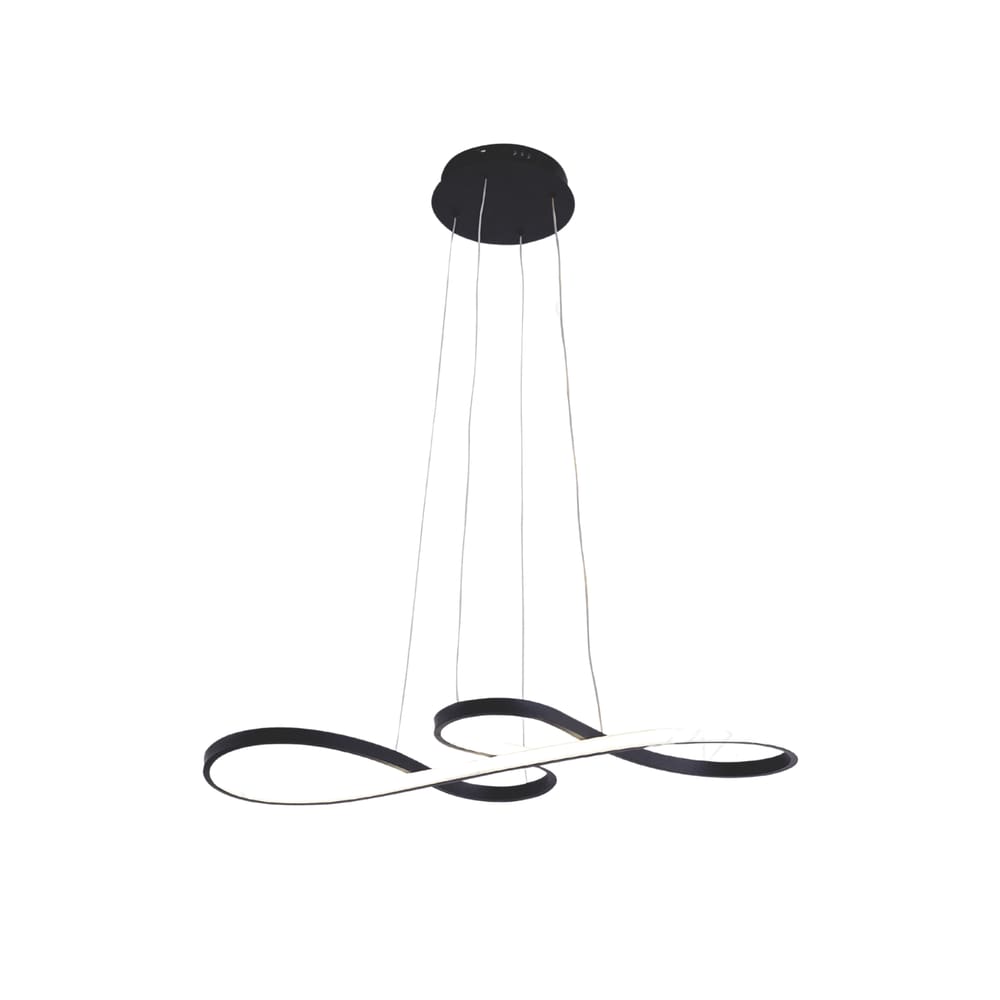 Pendente Espiral Preto Metal 75cm Bivolt LED 47W 3em1