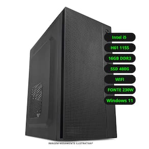 Computador CPU Intel Core i5 16GB DDR3 SSD 480GB Wifi Fonte 230w Bivolt Windows