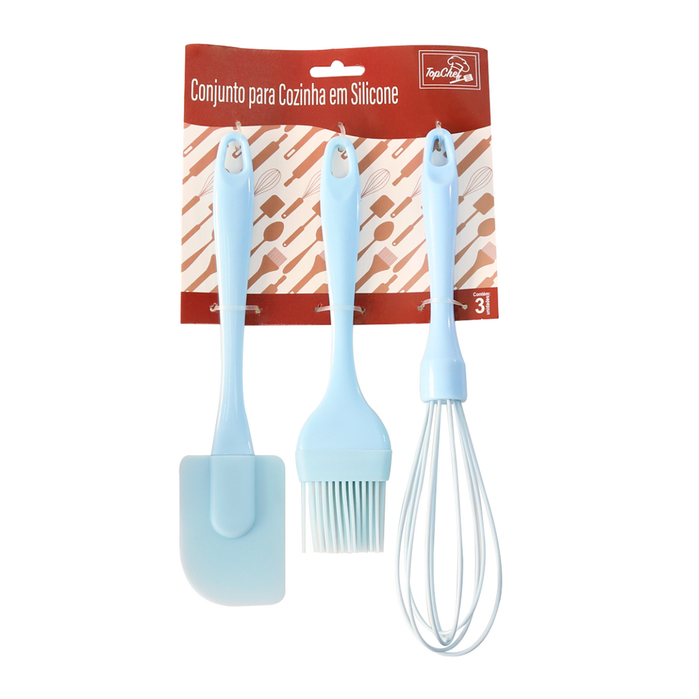 Kit Para Cozinha Em Silicone 3 Peças Confeiteiro Culinária