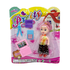 Boneca Secretária com Laptop, Calculadora, Compasso 24 Unidd
