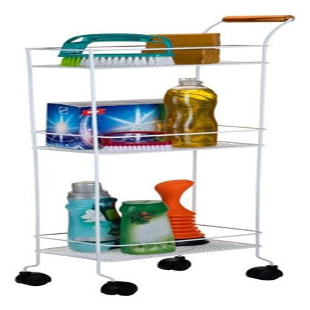 Carrinho Organizador Multiuso 3 Cestos 76x22x30cm - Branco