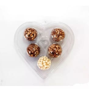 Embalagem Flip Ball Coração 5 Cavidades Cristal (Ideal para Doces Gourmet e Brigadeiros) 100 Peças