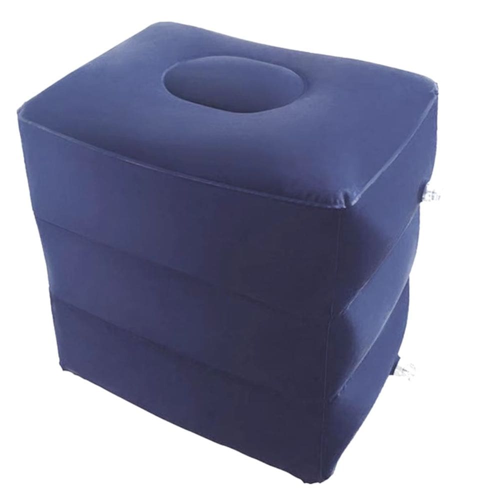 Almofada Inflável Apoio Pés Viagem Avião Escritório PVC Ajustável 3 Camadas Portátil Conforto