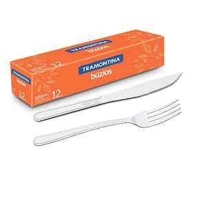 Faca e Garfo Tramontina para Churrasco 4 Búzios Aço Inox 72 Peças Tramontina 23750004X36-23762000X36