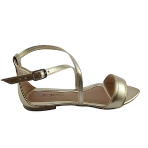 Saltinho Baixo Feminino Sandália Dourada Festa Com Fivela