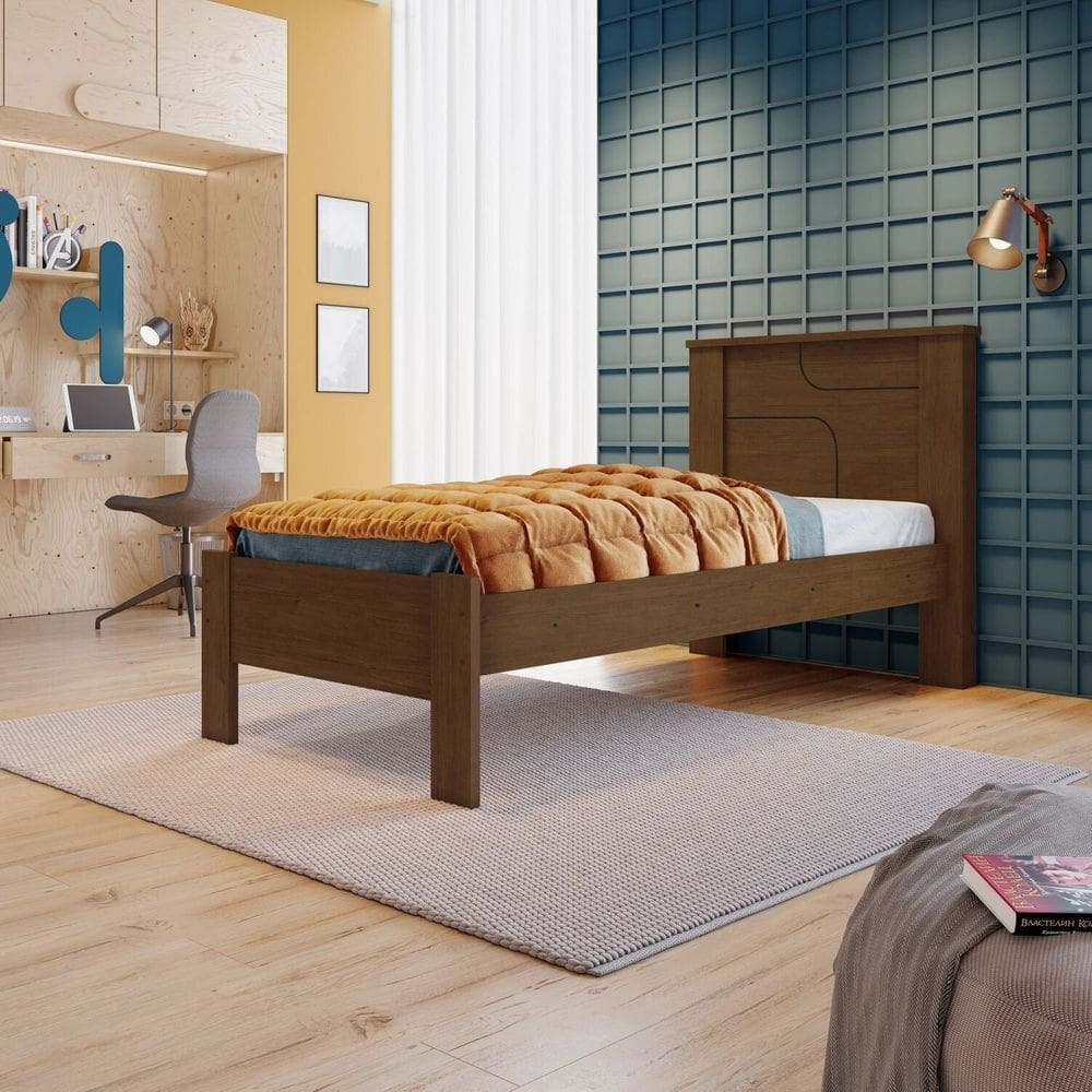 Cama Solteiro 22cm X 107cm X 105cm Maite Cacau