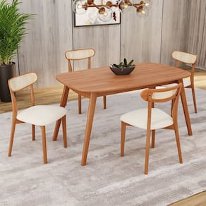 Conjunto Sala de Jantar Mesa 135x80cm Tampo em Mdf Laminado 4 Cadeiras Ceci Natural