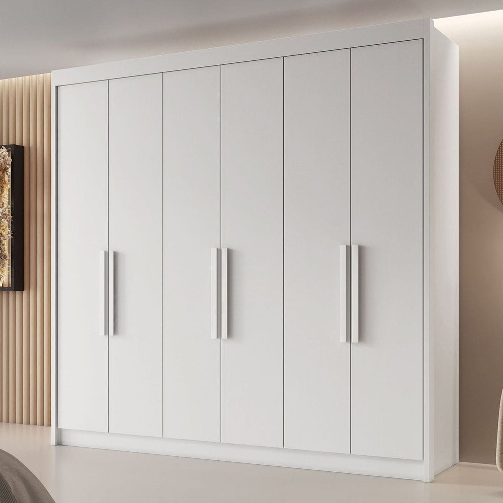 Guarda Roupa Casal 6 Portas 4 Gavetas Miami 100% MDF Branco