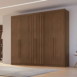Guarda-roupa Casal 6 Portas com 2 Portas Ripadas 6 Gavetas Cacau