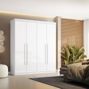 Guarda-Roupa Casal 4 Portas 3 Gavetas Caribe Branco