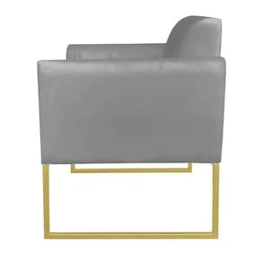 Kit 02 Poltronas Marisa Grafite Base Dourado