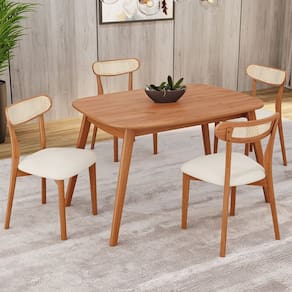 Conjunto Sala de Jantar Mesa 110x80cm Tampo em Mdf Laminado 4 Cadeiras Ceci Natural