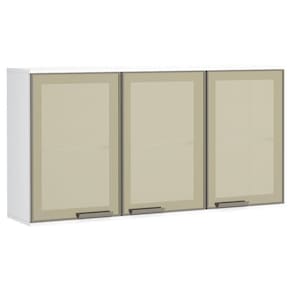 Armário Aéreo 120cm 3 Portas Em Inox E Vidro Reflecta Bronze