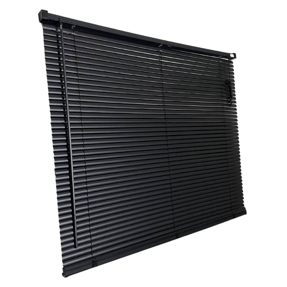 Persiana Horizontal PVC Block Preta 100 (L) x 220 (A) Cm Lâminas Alta Cobertura e Kit de Instalação