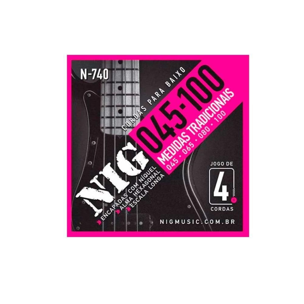 Encordoamento Contrabaixo. 045/ .100 - 4 Cordas Nig - Escala Longa N740 [F108]
