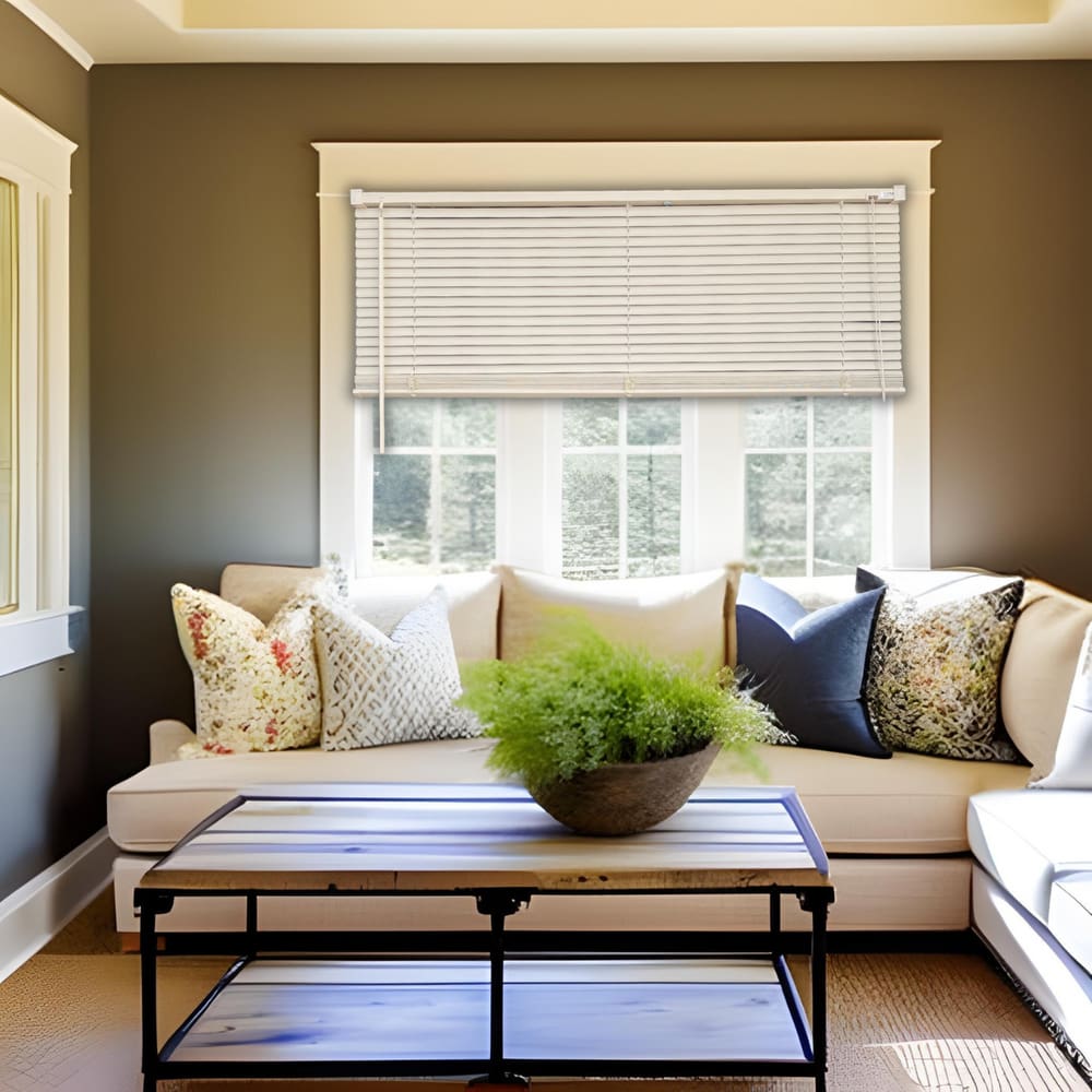 Persiana Horizontal PVC Block Bege 100 (L) x 160 (A) Cm Lâminas Alta Cobertura e Kit de Instalação