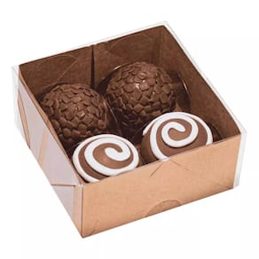Caixa Kraft 8x4cm Para 4 Brigadeiros (Ideal Para Doces Gourmet e Docinhos) 20 Peças Ideia 4658