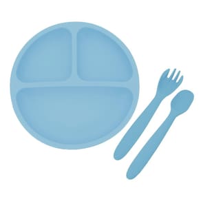 Conjunto p/ Refeição Infantil Silicone Garfo Prato e Colher