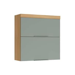 Armário Aéreo p/ Cozinha Marquesa c/ 2 Portas Basculante 80 cm Nature/Verde - Nesher