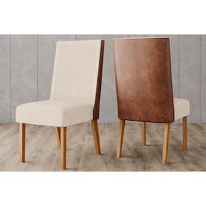 Cadeira Sala de Jantar Anne Kit 2 Un Nature/Linho Bege e Courano Marrom - Henn