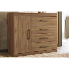 Cômoda de Quarto 1.4 Plus c/ 1 Porta e 4 Gavetas Atacama-Jatobá - Santos Andirá