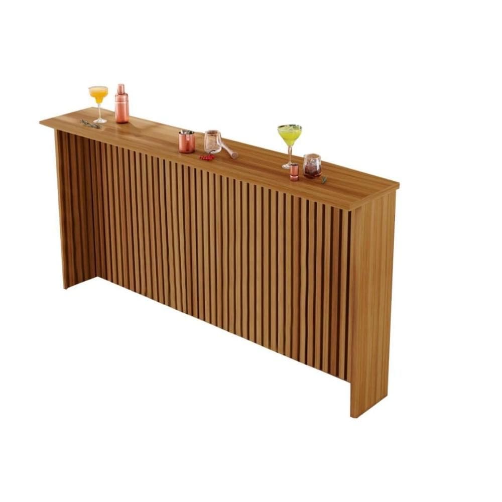 Balcão de Cozinha Painel Ilha Gourmet Imperatriz Ripado 200cm Freijó - Nesher