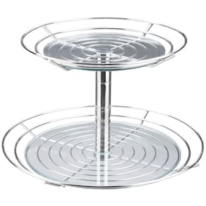 Fruteira Dupla de Mesa Bancada Aramada com Vidro Redonda Masutti 2 Andares Suporte para Frutas