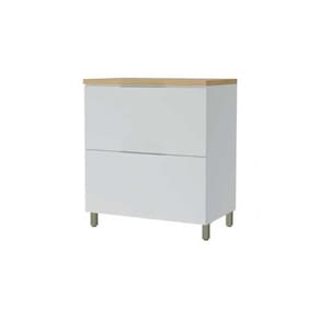 Gabinete de Cozinha Modulado Balcão Marquesa 1 Porta Basculante e 1 Gaveta c/ Tampo 80cm Branca/Nature - Nesher