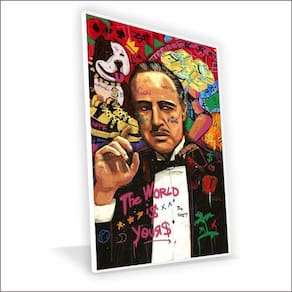 Quadro Poderoso Chefão Vinil Com Vidro Tamanho Moldura 70x50 Caixa Branca