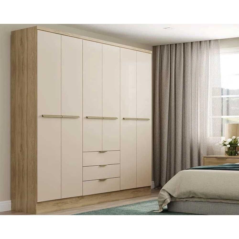 Guarda Roupa Casal 6 Portas e 3 Gavetas Troy 1151 Noce/Off White - Carraro