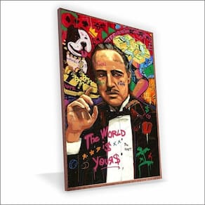 Quadro Poderoso Chefão Vinil Com Vidro Tamanho Moldura 20x20 Caixa Madeira