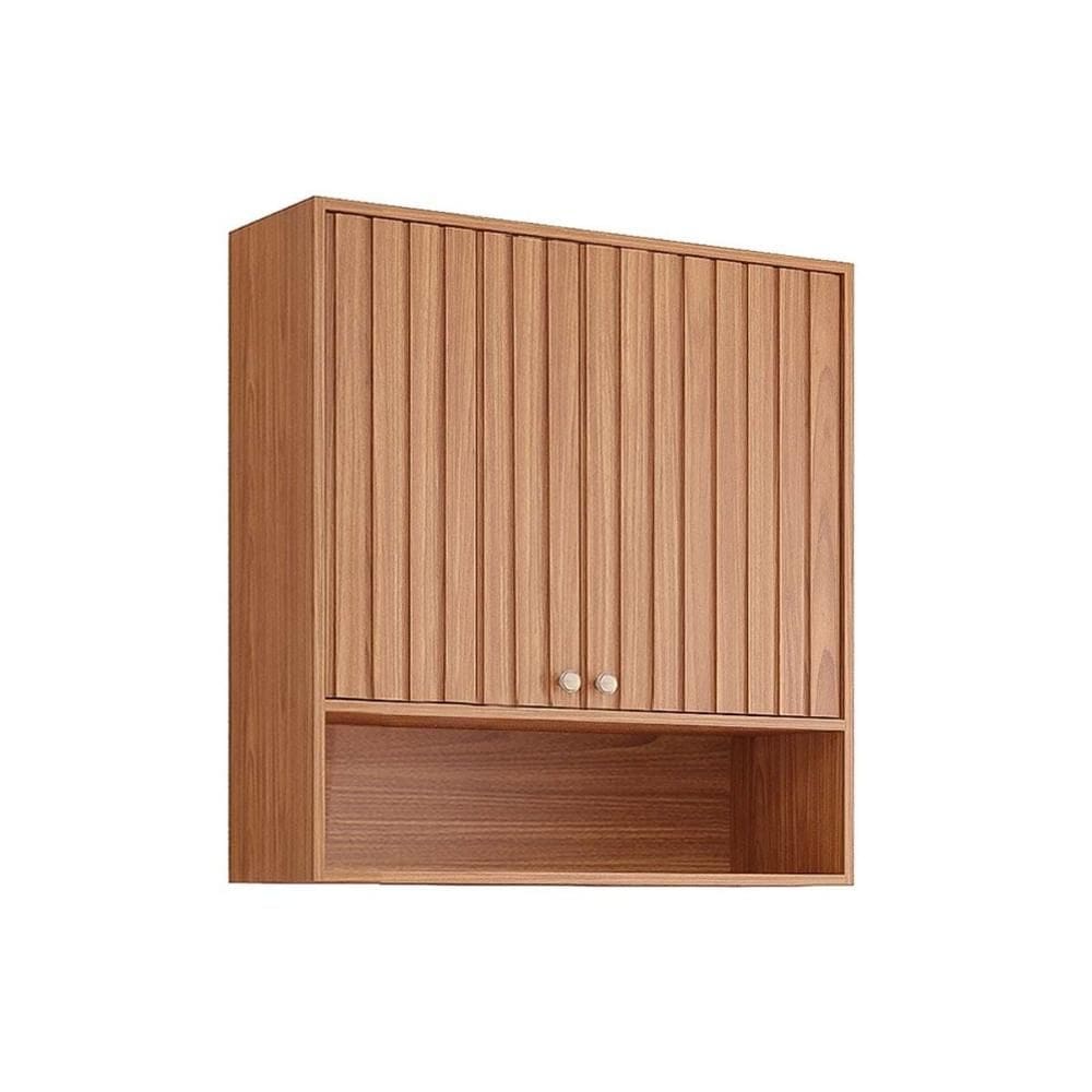 Armário Aéreo p/ Cozinha Divina c/ 2 Portas Ripadas 80 cm Freijo - MGM