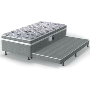 Cama Box c/ Auxiliar Conjugado Solteiro: Colchão Ortopédico D28 ProDormir Advanced Gray (88x188x43) - Probel