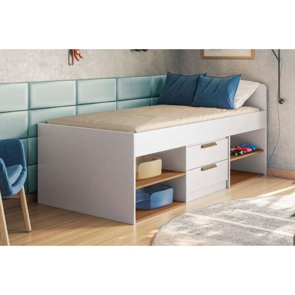 Cama Multifuncional Juvenil Conect 2 Gavetas Branco - Santos Andirá