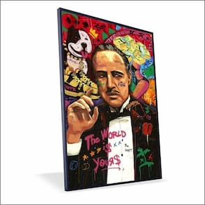Quadro Poderoso Chefão Vinil Com Vidro Tamanho Moldura 70x50 Caixa Preta