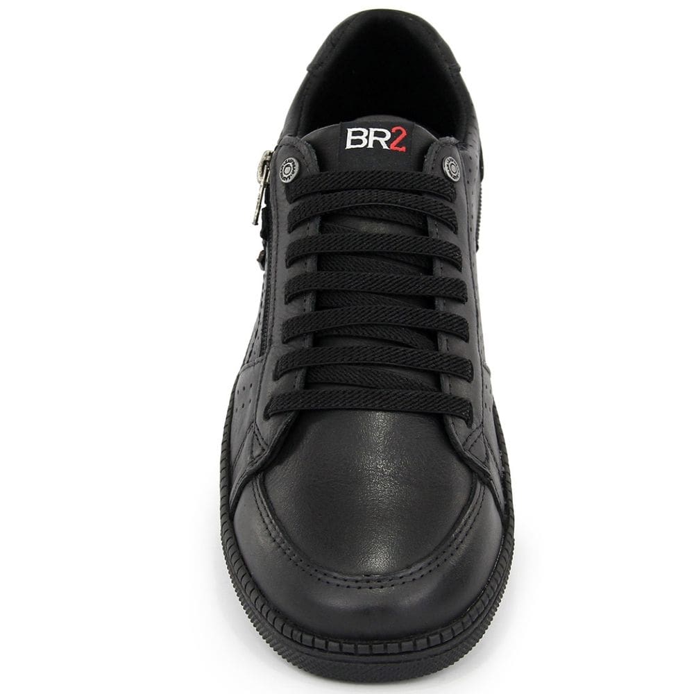 Sapatenis Casual Masculino Tenis Em Couro Preto Br2 Footwear
