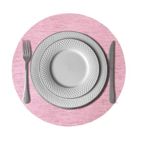 6 Jogo Americano Redondo Juta Rosa Impermeável Pvc