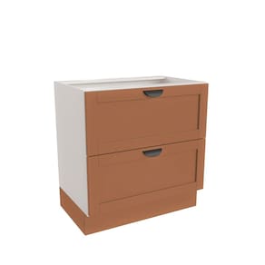 Balcão 2 Gavetões 80cm sem Tampo Arizona Cabecasa Madeiramadeira Branco/Terracota