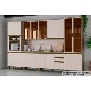 Cozinha Completa Connect 9 Peças (3Aéreos+2Balcões+2Paneleiros+2Complementos) C6P09 Duna/Cristal - Henn