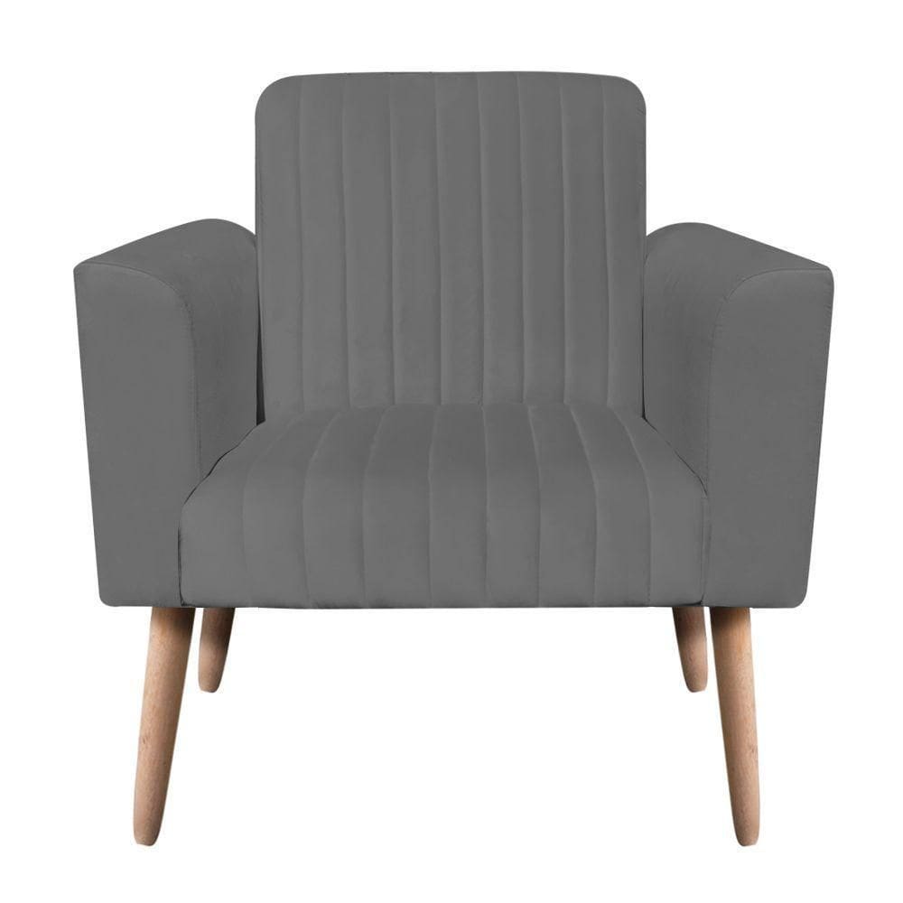 Poltrona Viena Gomada Suede Pés Palito Natural D`rossi Cor Grafite