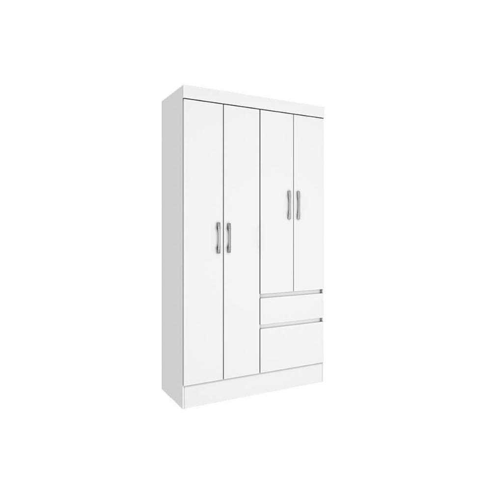 Guarda Roupa Solteiro Oregon c/ 4 Portas e 2 Gavetas Branco/Neve - Tcil Móveis