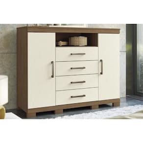 Cômoda de Quarto Master c/ 2 Portas 1 Nicho e 4 Gavetas c/ Pés Jatobá/Areia - Santos Andirá