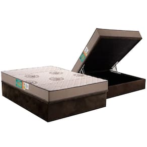 Conjunto Box Baú Casal: Colchão Espuma Polar D33 Pérola Clean + Base CRC Suede Brown (138x188)